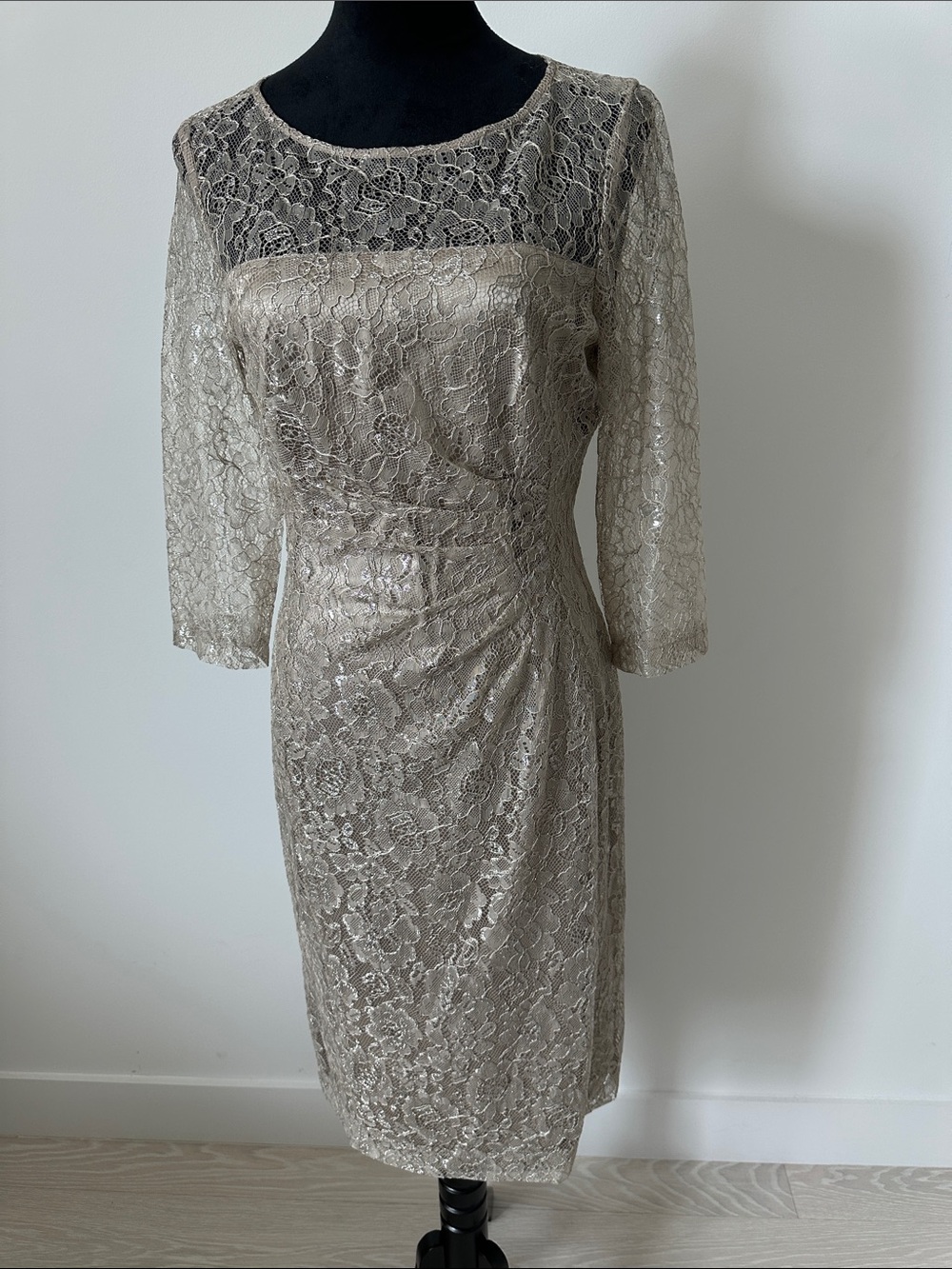 Elegant Lace Sheath Dress in Champagne